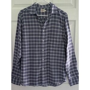 Faherty Brushed Twill Shirt Size M Blue Plaid MWF2603 Long Sleeve